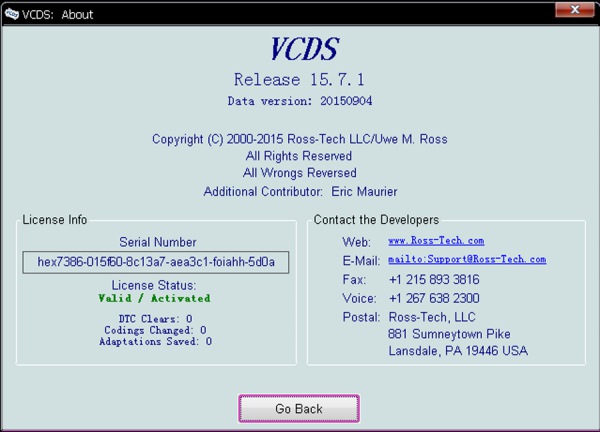 VAGCOM V15.7.1ソフトウェア表示1