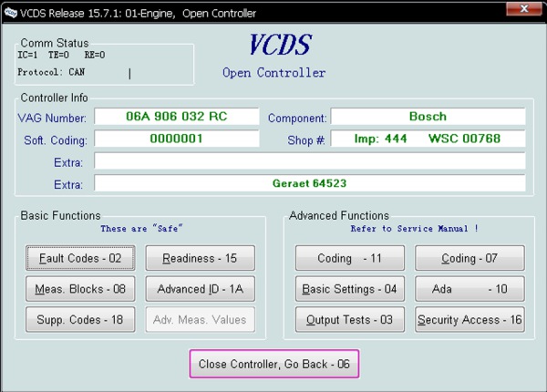 VAGCOM V15.7.1ソフトウェア表示3