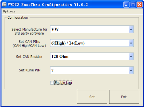 VVDI2 – PassThru J2534構成ソフトウェア