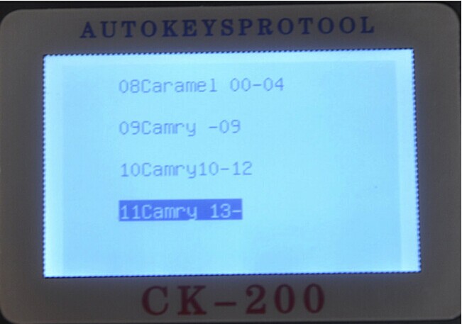 CK-200キー プログラマー スクリーンの表示6