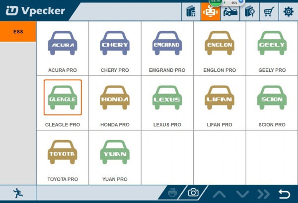 VPECKER Easydiagサポート車のリストの表示