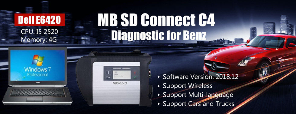 Wireless MB SD C4 Benz Mercedes Diagnostic Tool With Dell E6420 Support Cars / Trucks