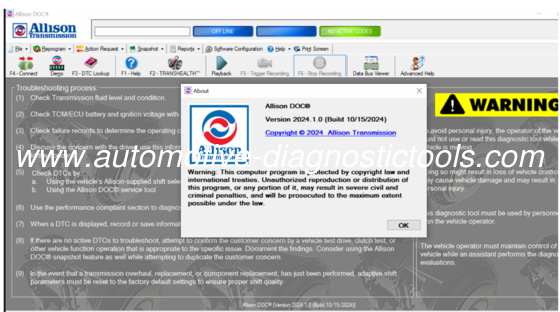 良い価格 Allison DOC Premium V2024.11 Allison トランスミッション診断ソフトウェア オンライン